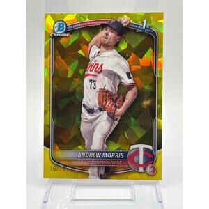 2025 Bowman Chrome Sapphire Andrew Morris 1st Yellow Refractor 16/75 SP Twins